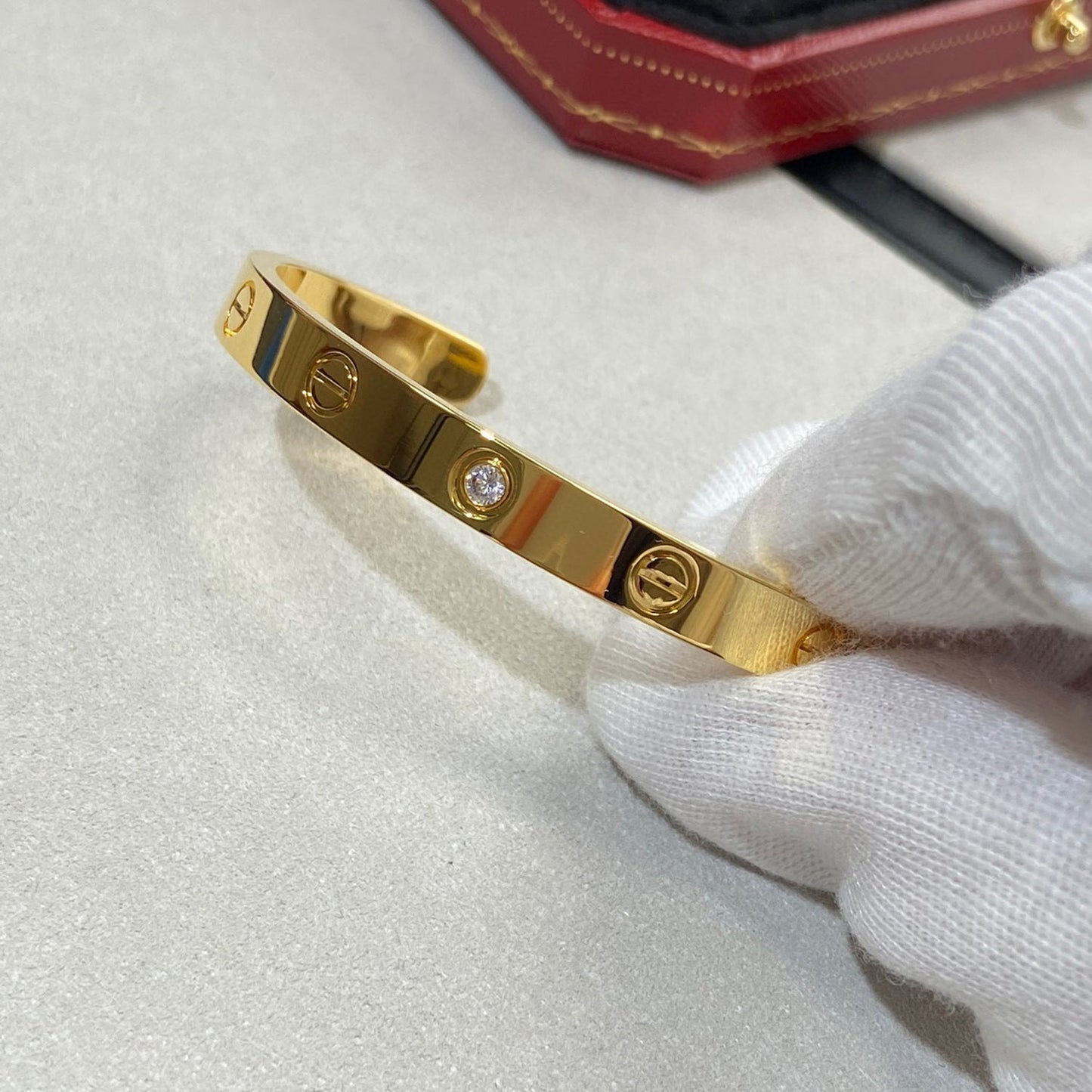 [Love Lucky]LOVE BRACELET 6.1MM 1 DIAMOND OPEN CUFF