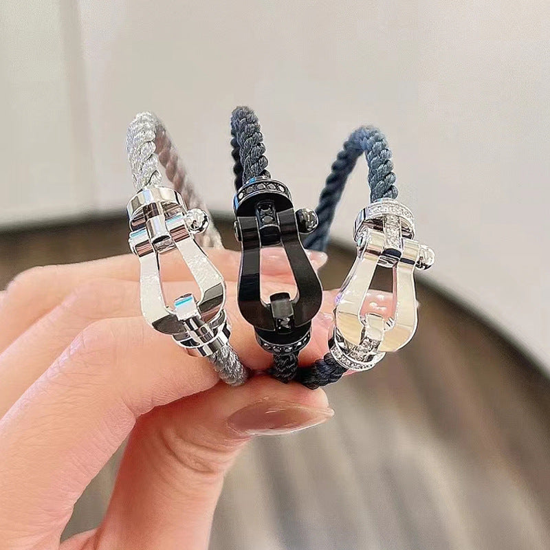 [Love Lucky]FORCE LARGE HORSESHOE FULL DIAMOND BRACELET SILVER