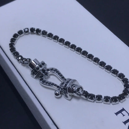 [Love Lucky]FORCE GROSSES HUFEISEN-TENNISARMBAND MIT VOLLEN DIAMANTEN 