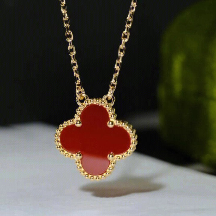 [Love Lucky]CLOVER 15MM KARNEOL EINZELNE BLUMENKETTE