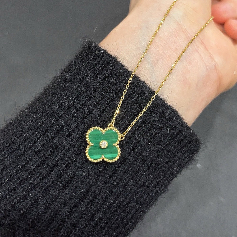 [Love Lucky]CLOVER 15MM DIAMANT-TÜRKIS-HALSKETTE