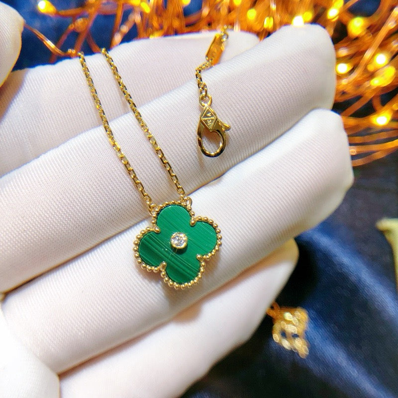 [Love Lucky]CLOVER 15MM DIAMANT-TÜRKIS-HALSKETTE