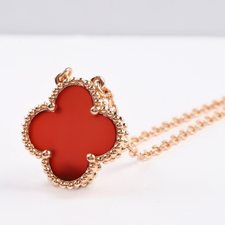 [Love Lucky]CLOVER 15MM KARNEOL EINZELNE BLUMENKETTE
