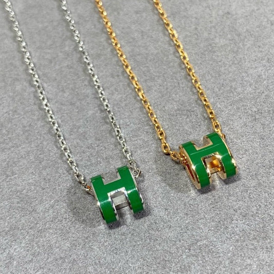 [Love Lucky] POP ​​H GRÜNE HALSKETTE SILBER UND GOLD