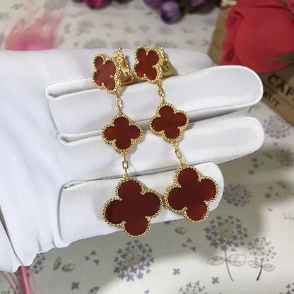 [Love Lucky]Ohrhänger mit Kleeblattmotiv und Karneol