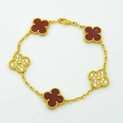[Love Lucky]CLOVER 5 MOTIFS KARNEOL DIAMANT ARMBAND