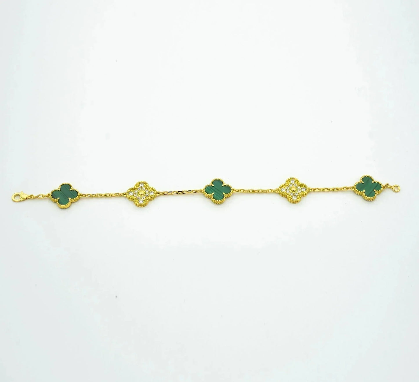 [Love Lucky]CLOVER 5 MOTIV MALACHIT DIAMANT ARMBAND