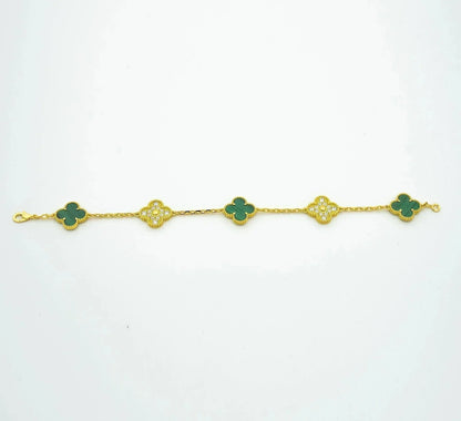 [Love Lucky]CLOVER 5 MOTIV MALACHIT DIAMANT ARMBAND