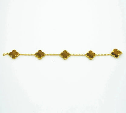 [Love Lucky]CLOVER  5 MOTIFS TIGER EYE BRACELET