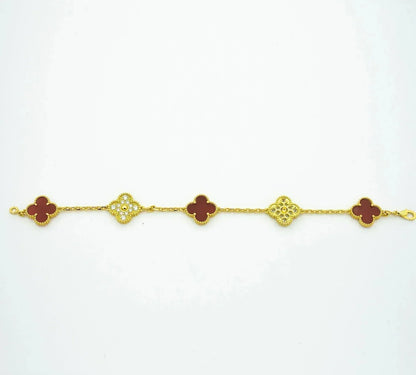 [Love Lucky]CLOVER 5 MOTIFS KARNEOL DIAMANT ARMBAND