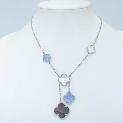 [Love Lucky]CLOVER MOP CHALCEDON HALSKETTE SILBER 6 MOTIV 