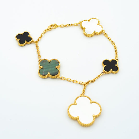[Love Lucky]CLOVER ARMBAND 5 MOTIVE ONYX MOP