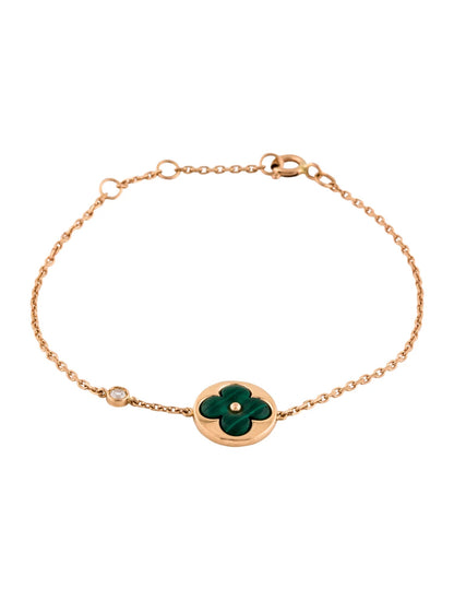 [Love Lucky]SUN MALACHITE 1 DIAMOND PINK GOLD BRACELET