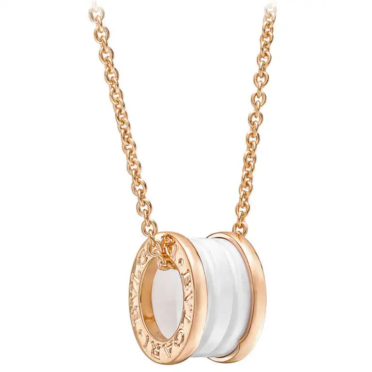 [Love Lucky]ZERO 1 WEISSE KERAMIK ROSA GOLD DIAMANT HALSKETTE