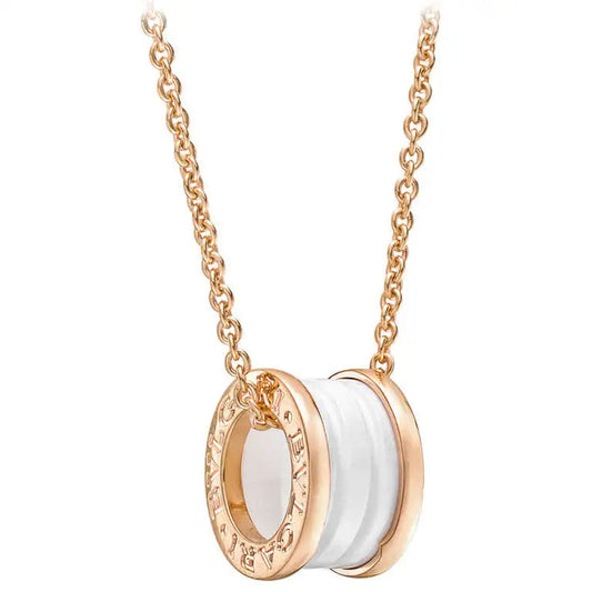 [Love Lucky]ZERO 1 WEISSE KERAMIK ROSA GOLD DIAMANT HALSKETTE