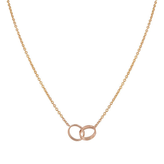 [Love Lucky] LIEBESHALSKETTE DOPPELRING ROSA GOLD 