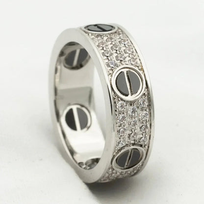 [Love Lucky]LOVE RING 5.5MM DIAMONDS PAVED CERAMIC