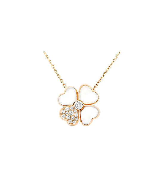 [Love Lucky]CLOVER MOP DIAMOND ROSE GOLD NECKLACE