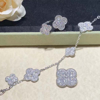 [Love Lucky]CLOVER 6 Motive Silber Diamant Armband