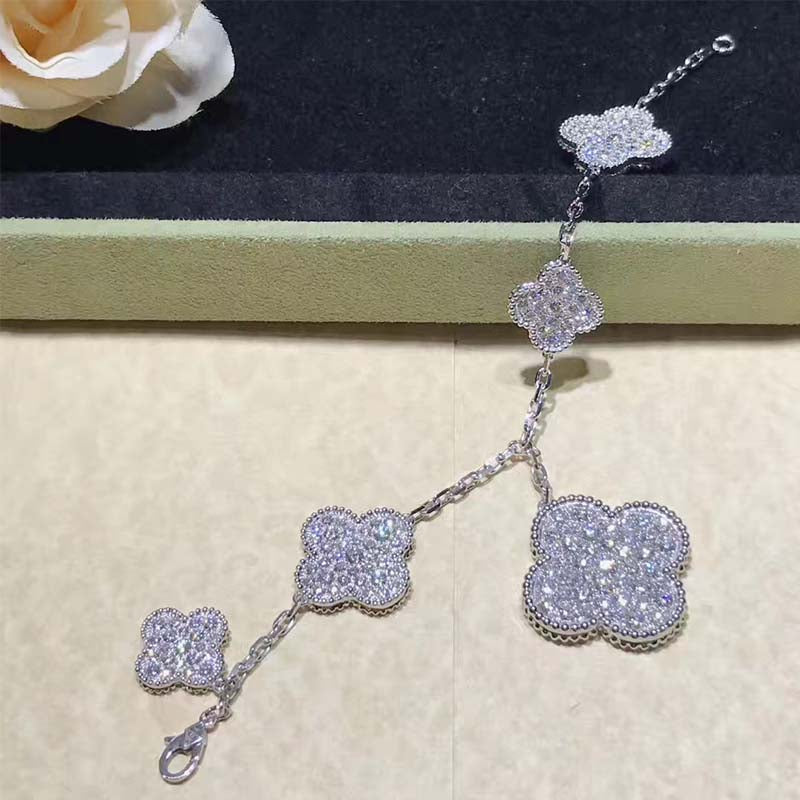 [Love Lucky]CLOVER 6 Motive Silber Diamant Armband