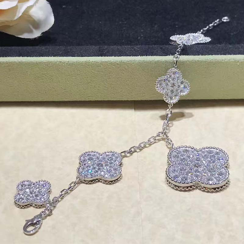 [Love Lucky]CLOVER 6 Motive Silber Diamant Armband