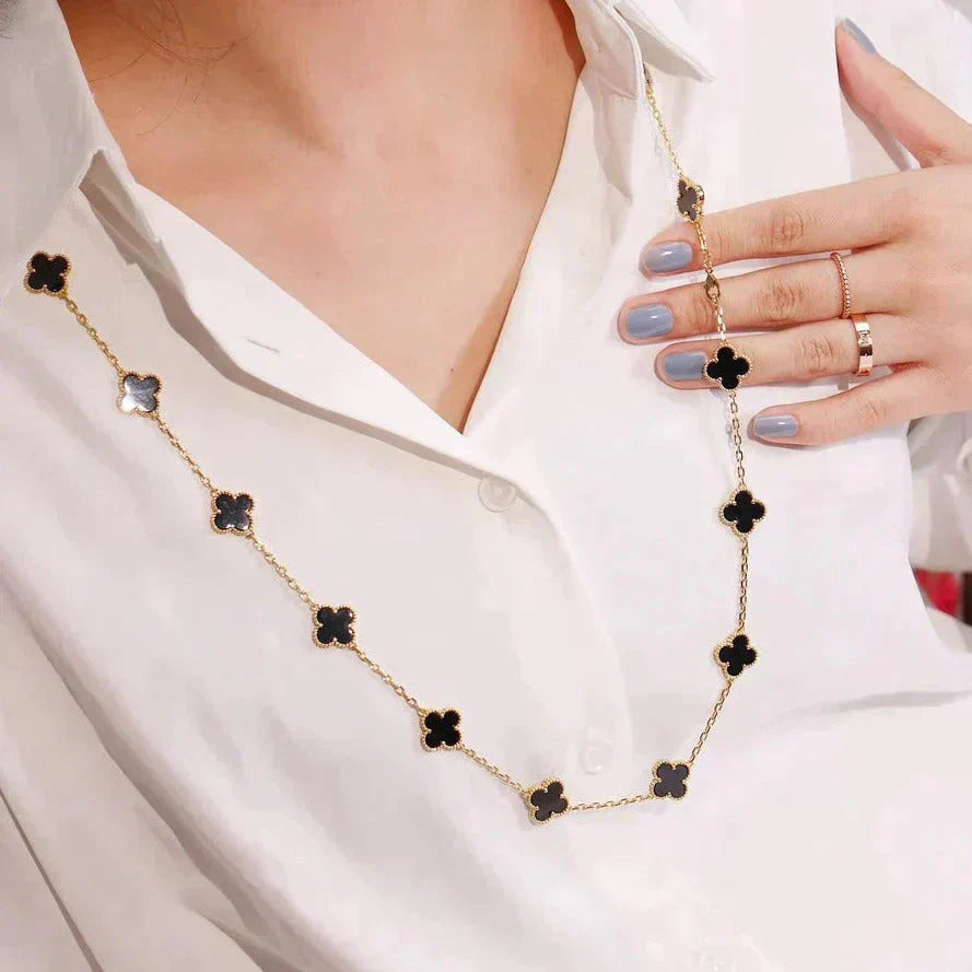 [Love Lucky]CLOVER 20 MOTIFS ONYX NECKLACE