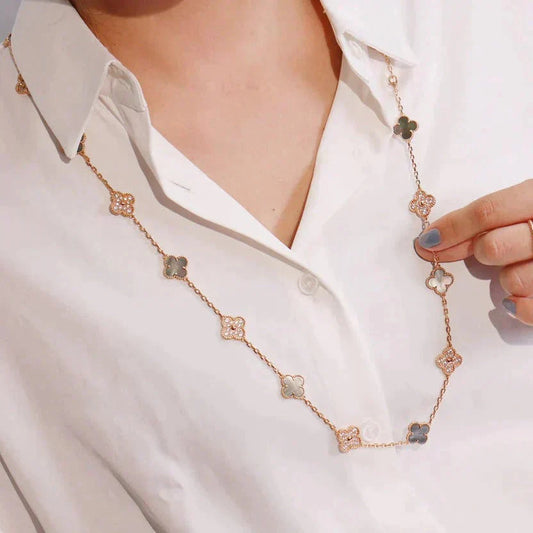 [Love Lucky]CLOVER 20 MOTIFS DARK MOP DIAMOND  NECKLACE