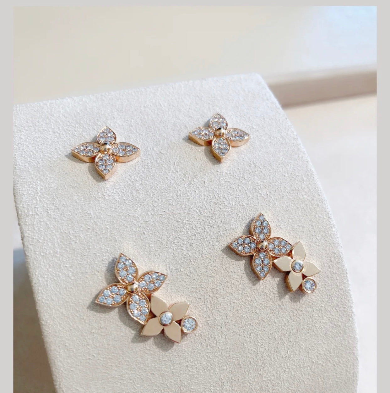 [Love Lucky] STAR BLOSSOM Ohrstecker Roségold Diamanten