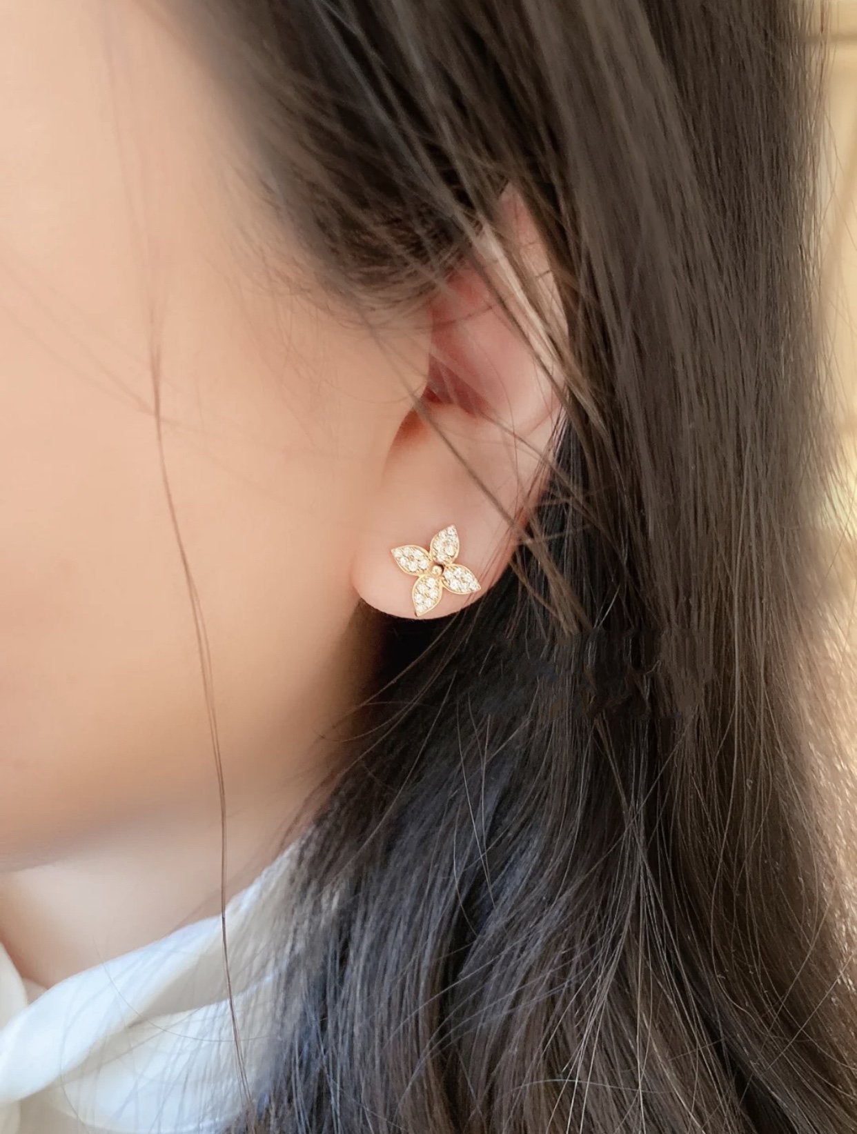 [Love Lucky] STAR BLOSSOM Ohrstecker Roségold Diamanten