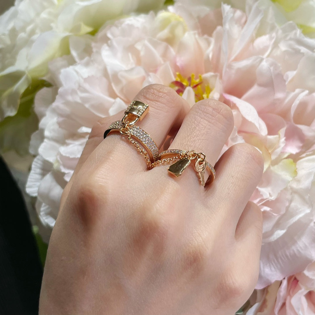 [Love Lucky]HM KELLY CLOCHETTE DOUBLE RING IN  WITH DIAMONDS