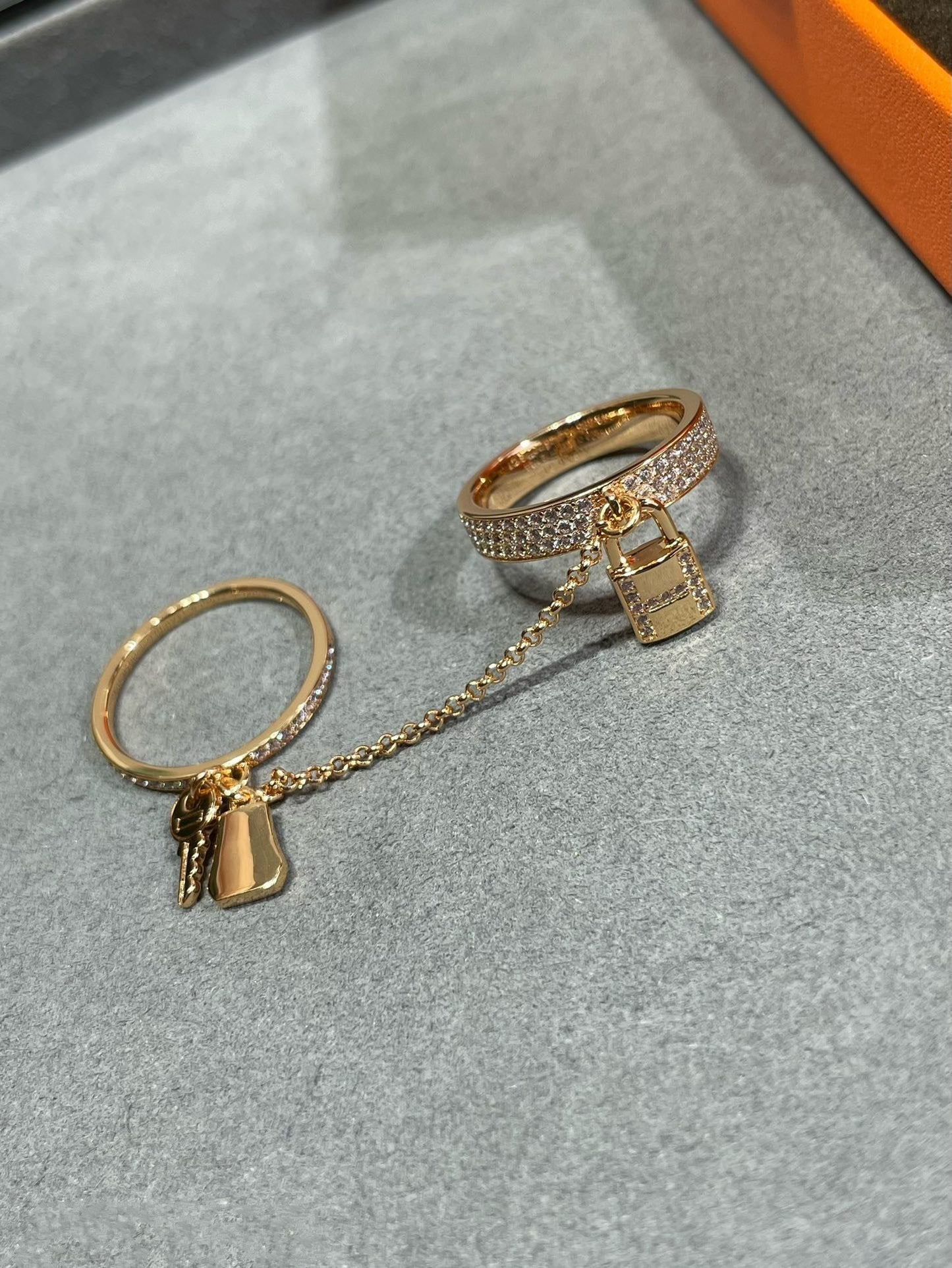 [Love Lucky]HM KELLY CLOCHETTE DOUBLE RING IN  WITH DIAMONDS