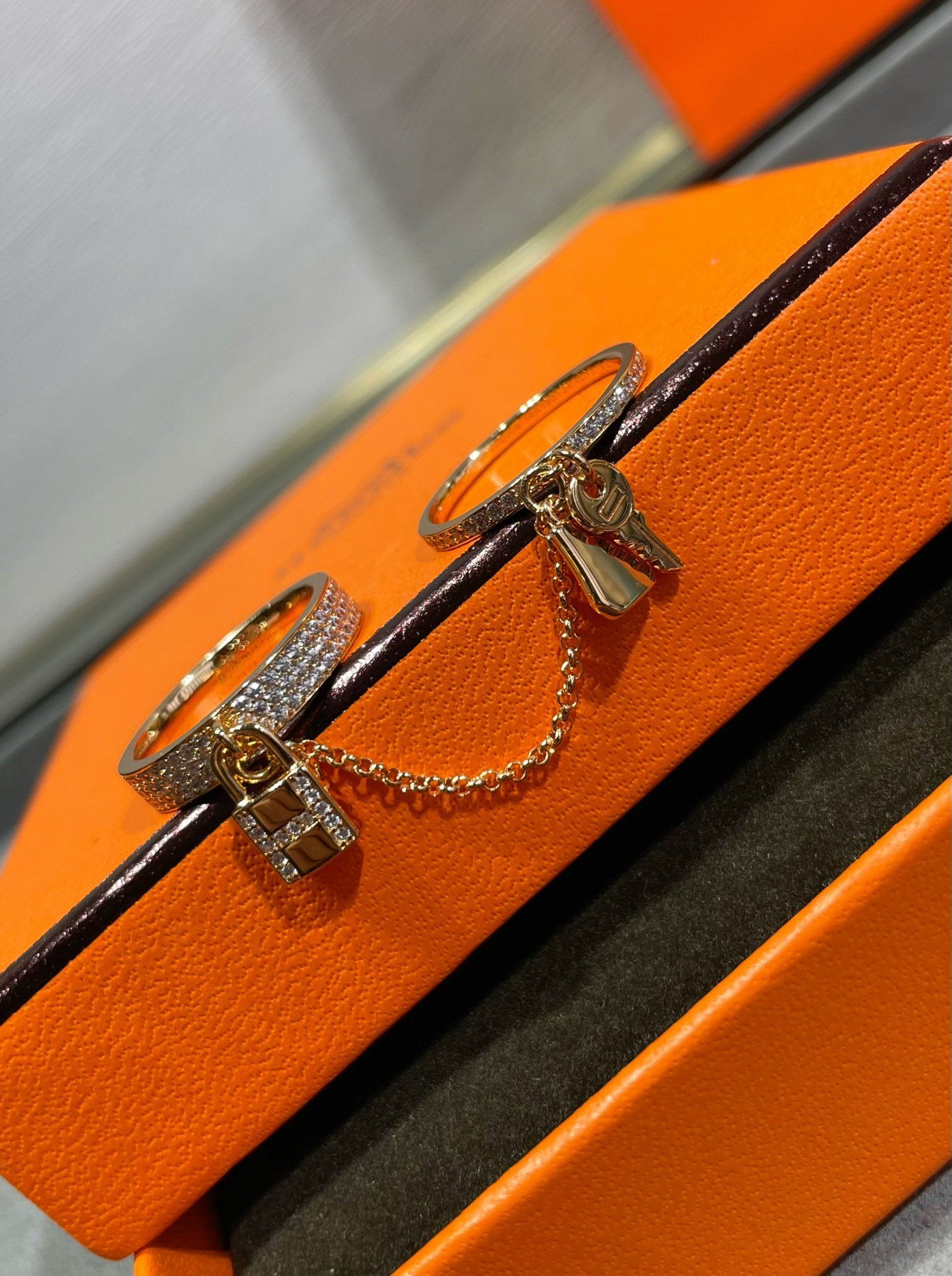 [Love Lucky]HM KELLY CLOCHETTE DOUBLE RING IN  WITH DIAMONDS