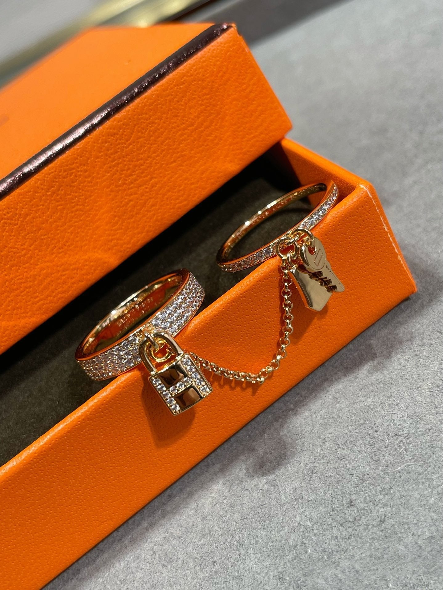 [Love Lucky]HM KELLY CLOCHETTE DOUBLE RING IN  WITH DIAMONDS