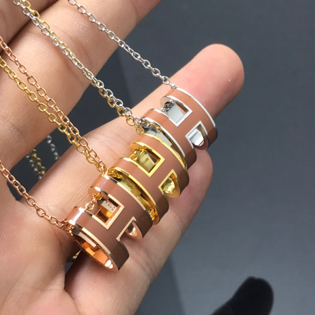 [Love Lucky]H NECKLACE BROWN