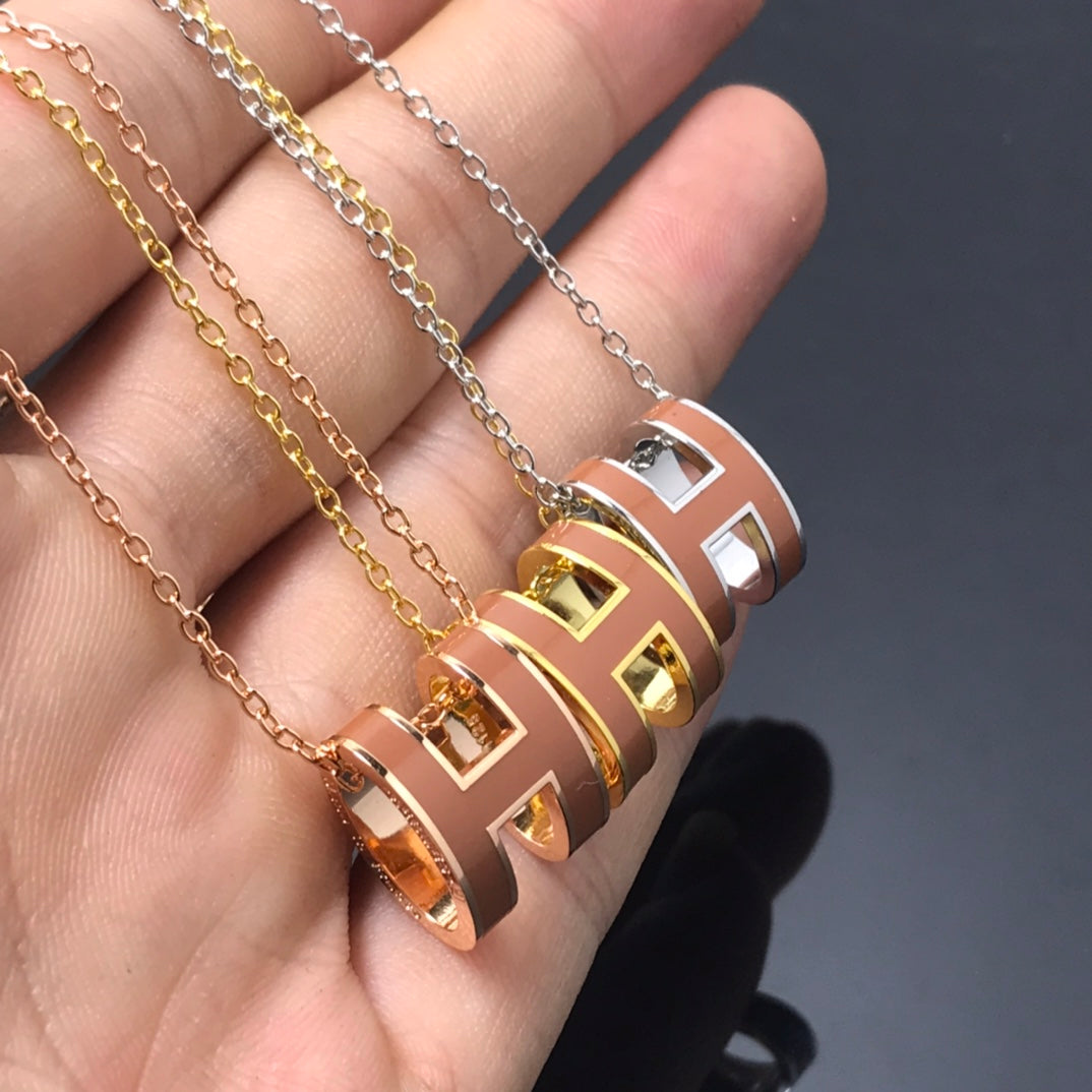 [Love Lucky]H NECKLACE BROWN