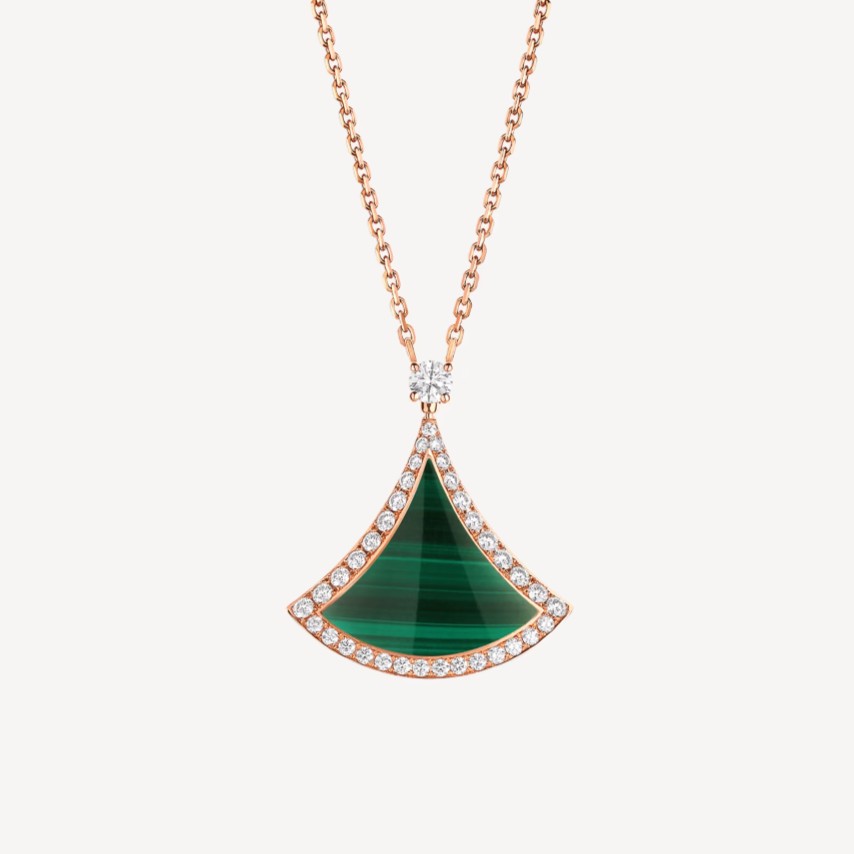 [Love Lucky] DREAM MALACHIT DIAMANT GEPAART ROTGOLD HALSKETTE