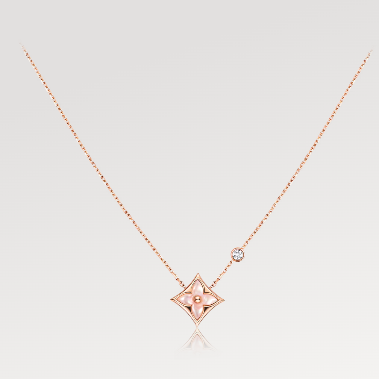 [Love Lucky] Star Pink Mop 1 Diamant Roségold Halskette