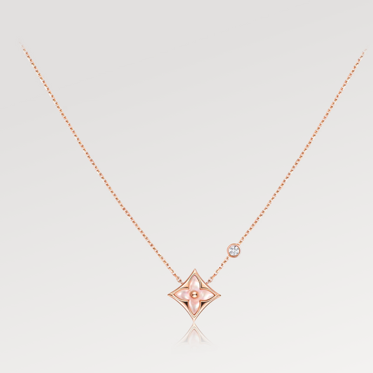 [Love Lucky] Star Pink Mop 1 Diamant Roségold Halskette
