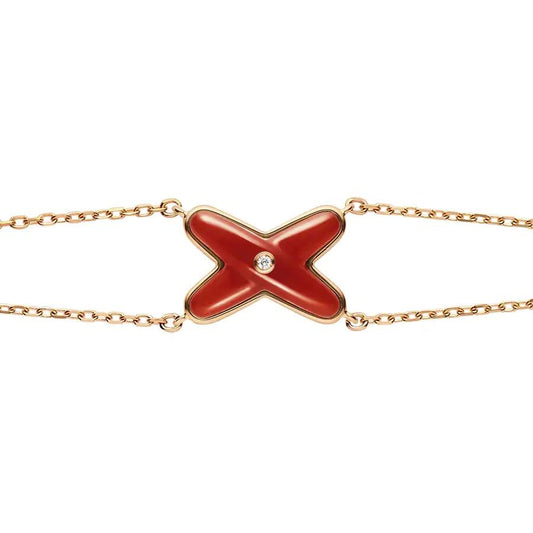 [Love Lucky]JEUX ARMBAND KARNEOL ROTGOLD 1 DIAMANT