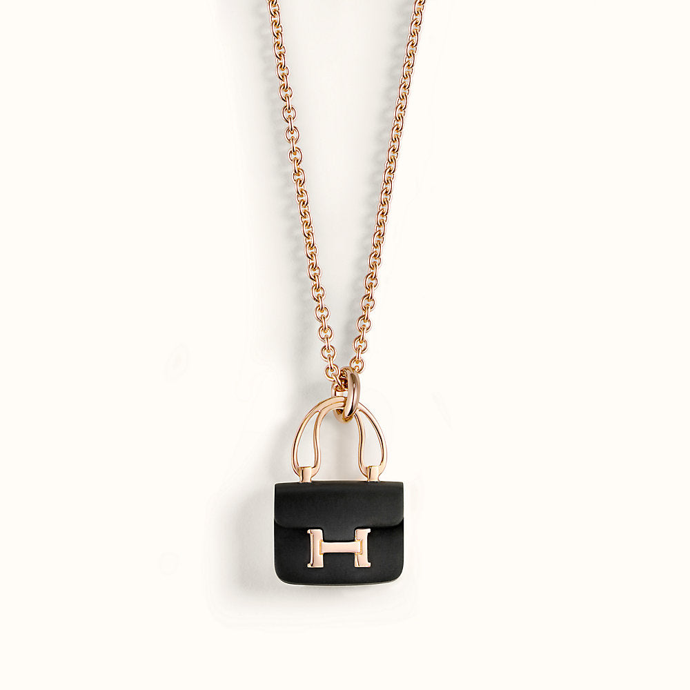 [Love Lucky]Constance Halskette mit schwarzem Anhänger und Roségold