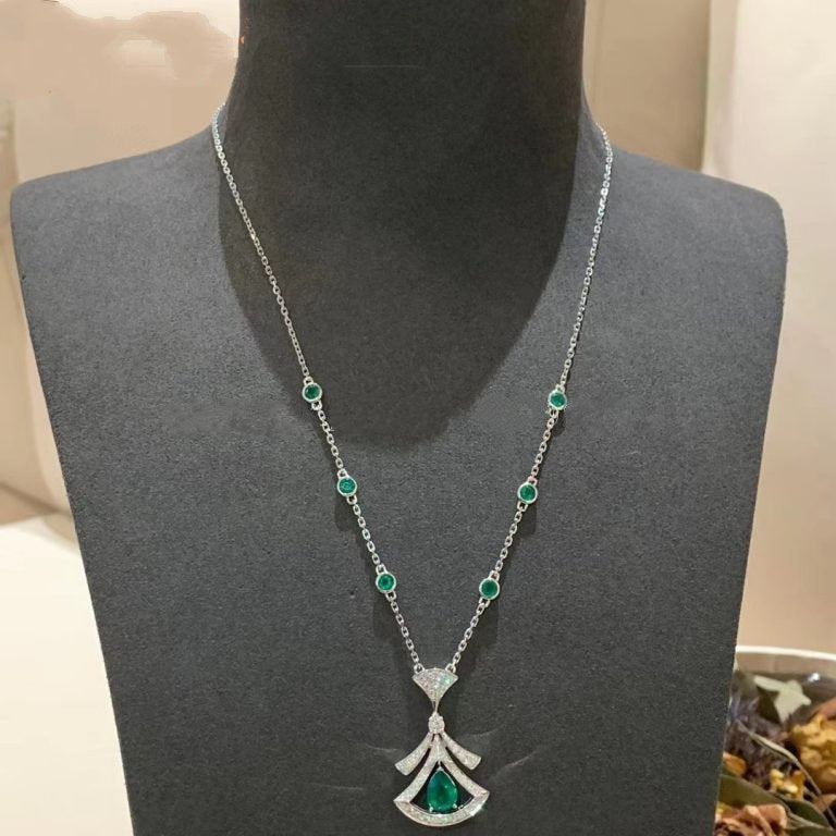 [Love Lucky]DREAM NECKLACE MALACHITE DIAMOND SILVER