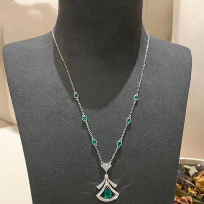 [Love Lucky]DREAM NECKLACE MALACHITE DIAMOND SILVER