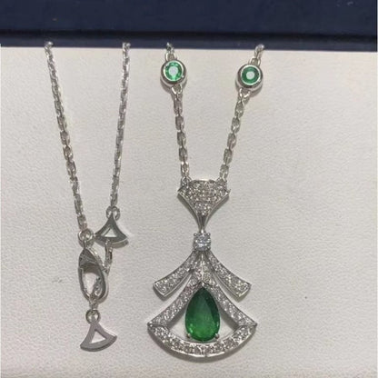 [Love Lucky]DREAM NECKLACE MALACHITE DIAMOND SILVER