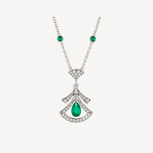 [Love Lucky]DREAM NECKLACE MALACHITE DIAMOND SILVER