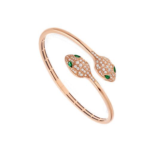 [Love Lucky]SERPENTI ARMBAND ROTGOLD MALACHIT DIAMANT DOPPELSCHLANGE