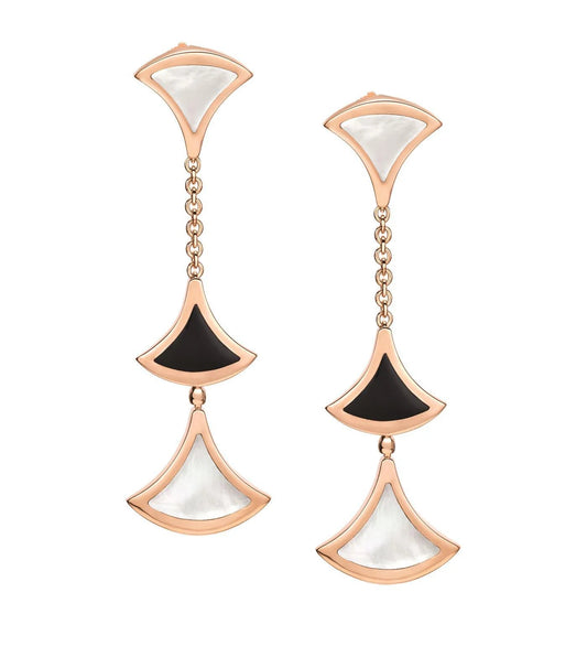 [Love Lucky]DREAM OHRRINGE 3 MOTIVE ONYX MOP ROSA GOLD