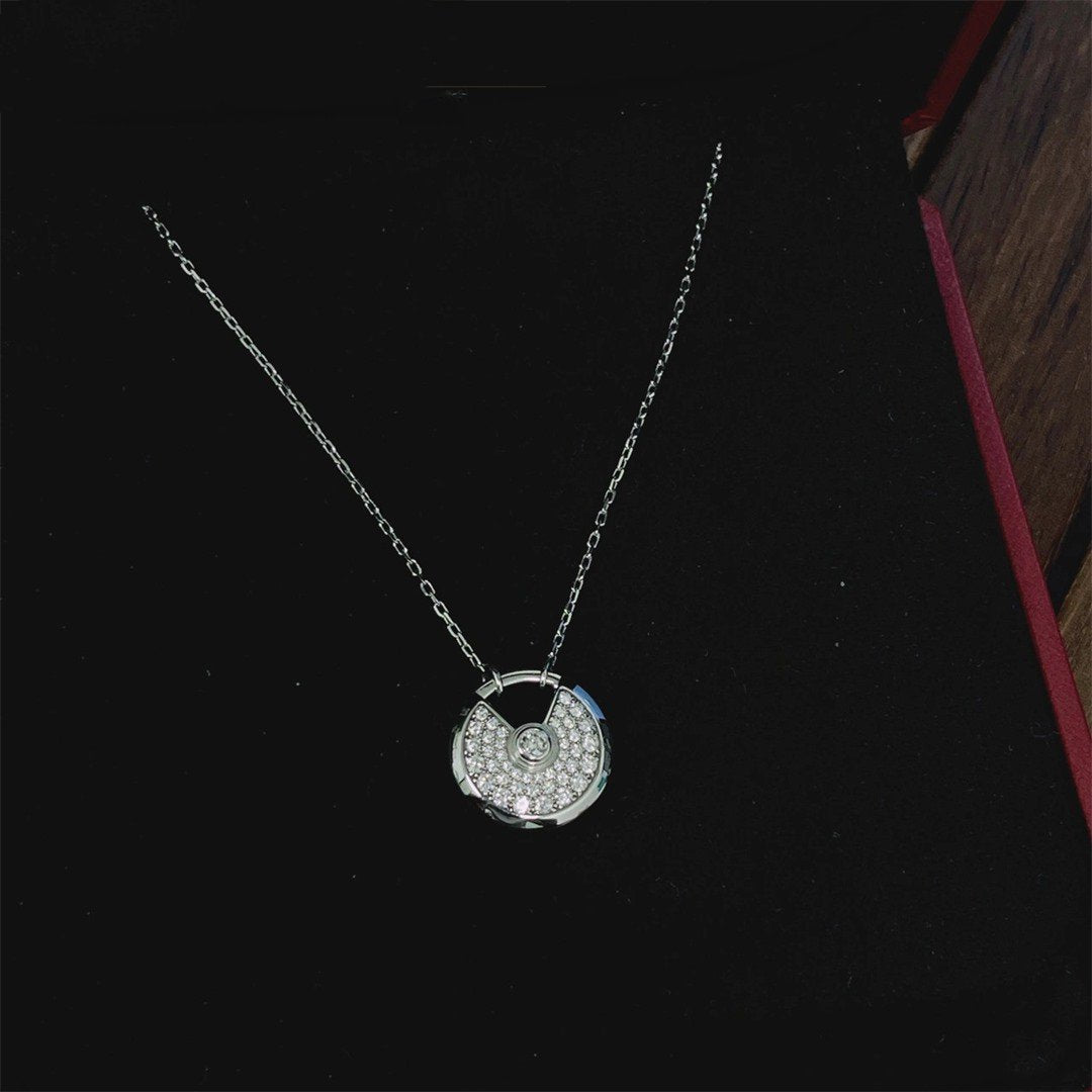 [Love Lucky]AMULETT SILBER VOLL DIAMANT HALSKETTE