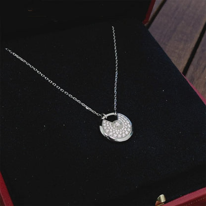 [Love Lucky]AMULETT SILBER VOLL DIAMANT HALSKETTE