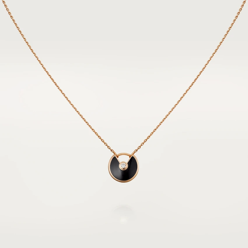 [Love Lucky]AMULETT ROSÉGOLD ONYX HALSKETTE