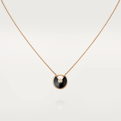 [Love Lucky]AMULETT ROSÉGOLD ONYX HALSKETTE